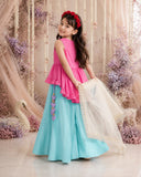 Pink Teal Palazzo Set
