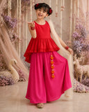 Red Pink Palazzo Set