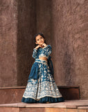 Teal Blue Parsi Work Lehenga Choli