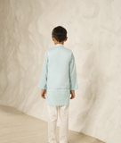 Blue Embroidered Jacket with Kurta and Pant