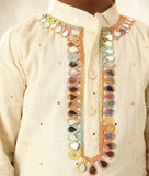 Off white Faux Mukaish Kurta with Pant