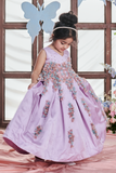 Amaranta - Box Pleat Gown With Embellished Flower