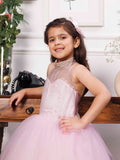 Pauline Pink Halter Gown With Big Bow At the Back