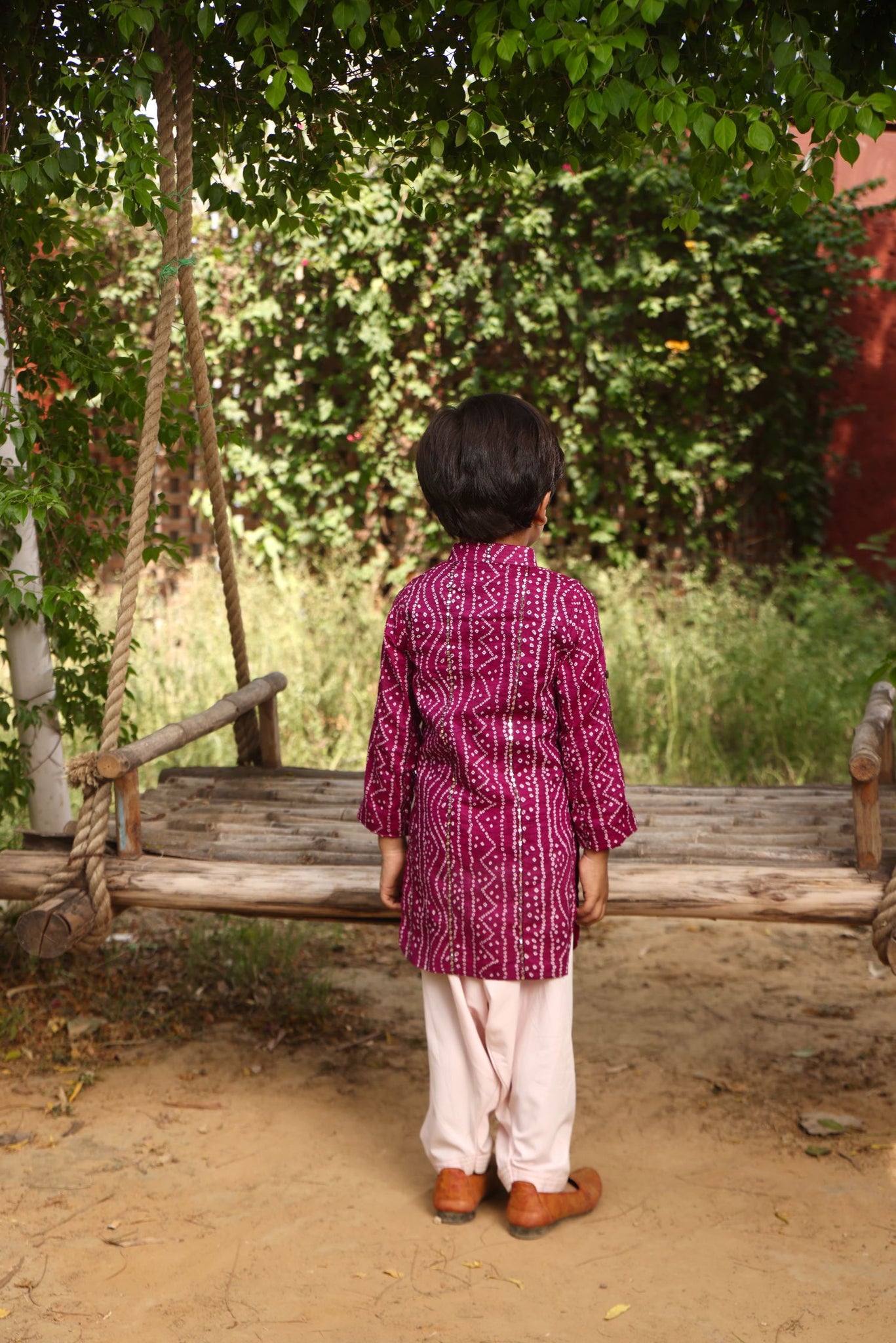 Purple Bandhaj Kurta With Salwar