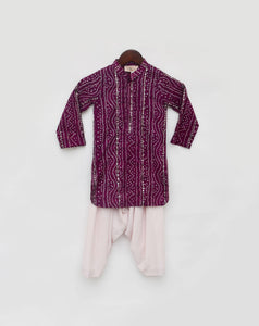 Purple Bandhaj Kurta With Salwar