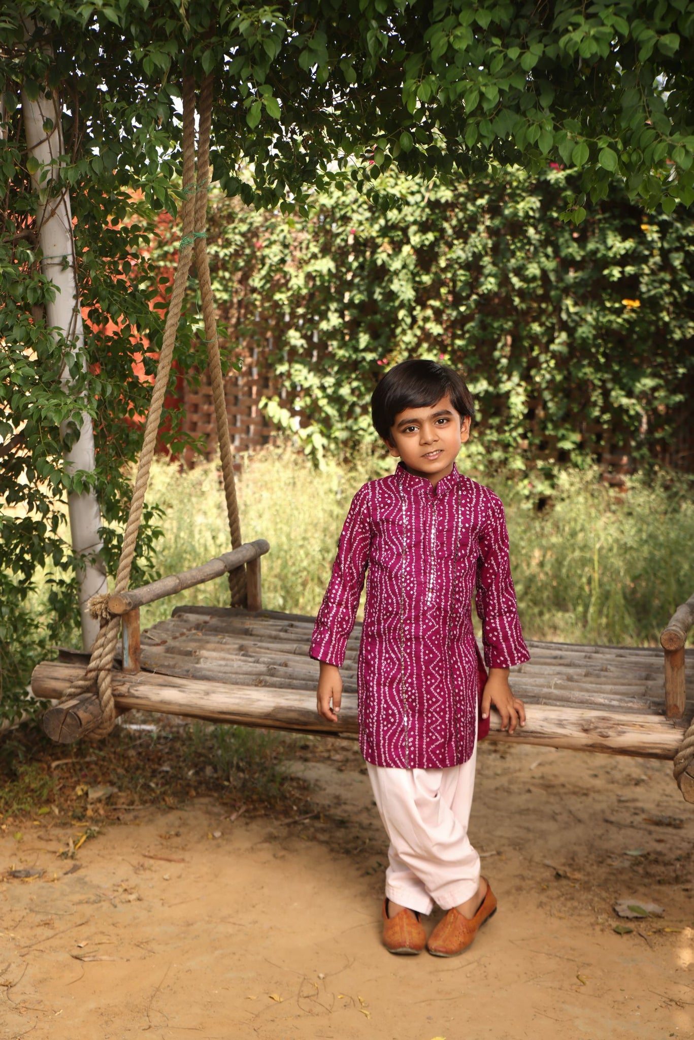 Purple Bandhaj Kurta With Salwar