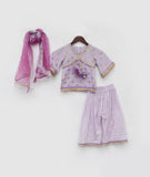 Lilac Embroidered Kurti With Sharara