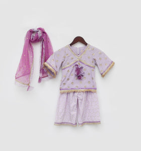 Lilac Embroidered Kurti With Sharara