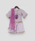 Lilac Embroidered Kurti With Sharara