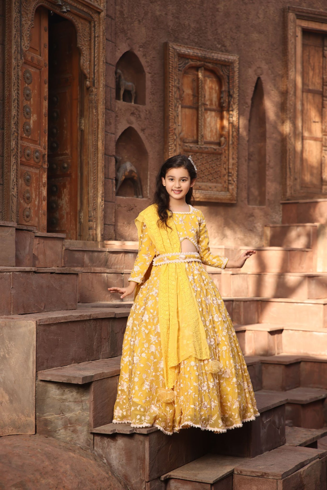 Yellow Parsi Work Lehenga Choli