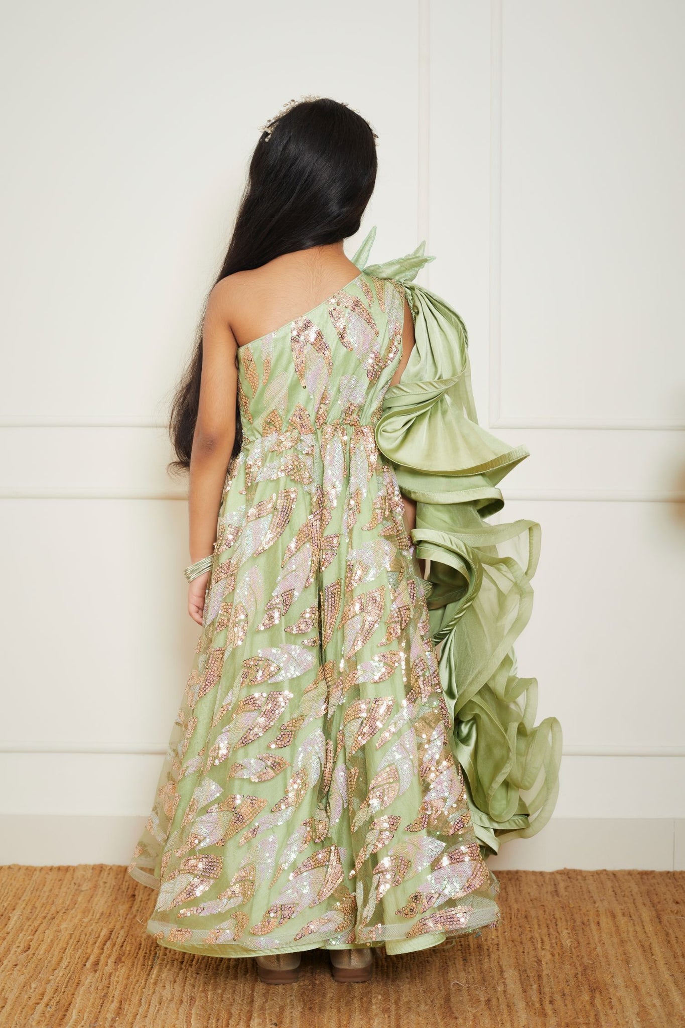 Green Sequence Embroidery Jumpsuit