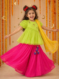 Lime Flamingo Peplum Palazzo Set