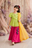 Lime Flamingo Peplum Palazzo Set