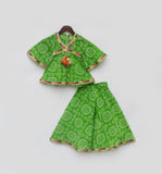 Green Bandhaj Kurti Sharara