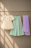 Ivory Bird Peplum Palazzo Set