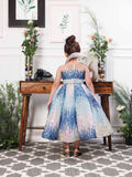 Margaret Fluffy Blue Sequin Panel Dress