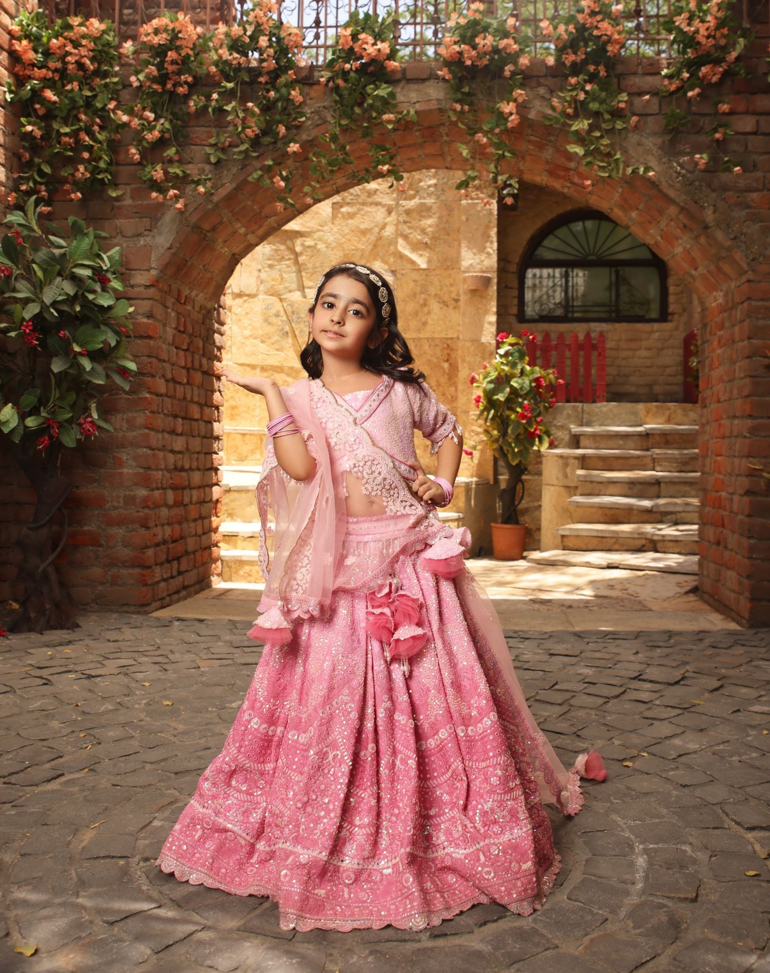 Pink Sequence Embroidery Lehenga Choli