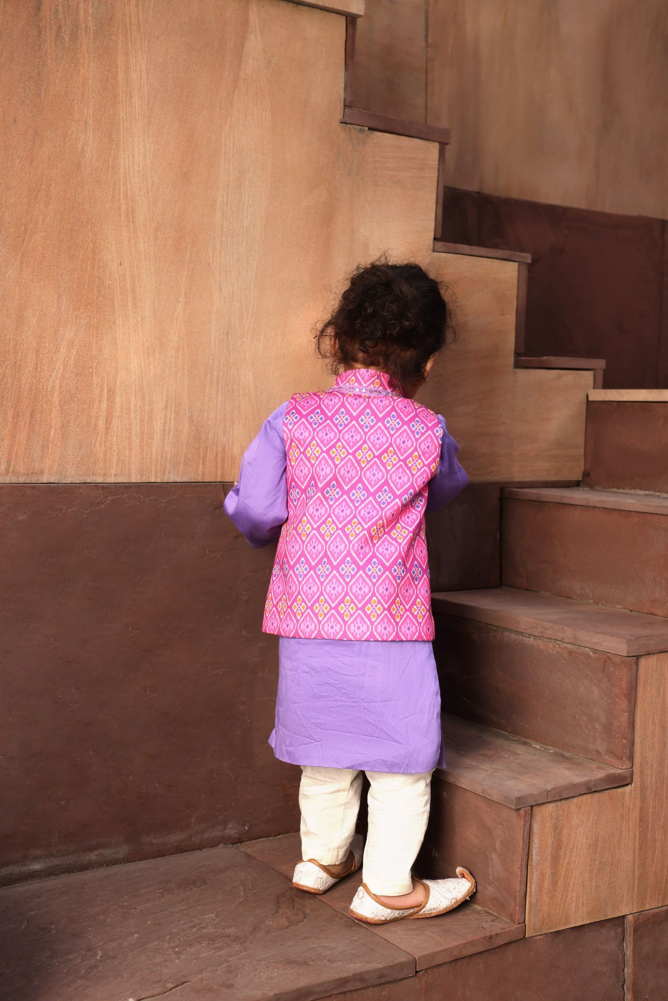 Pink Patola Printed Nehru Jacket Set