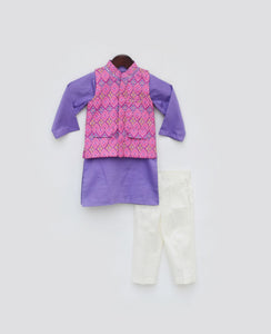 Pink Patola Printed Nehru Jacket Set