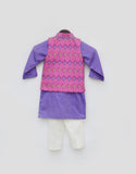 Pink Patola Printed Nehru Jacket Set