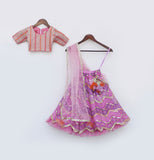 Pink Embroidred Choli With Purple Lehenga