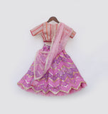 Pink Embroidred Choli With Purple Lehenga