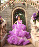 Purple Net Ruffel Gown