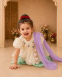 Ivory Bird Peplum Palazzo Set