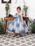 Margaret Fluffy Blue Sequin Panel Dress