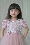 Nude Satin Pearl Dress With Back Flair
