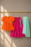 Orange Parrot Peplum Palazzo Set