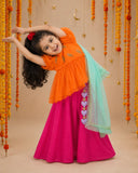 Orange Parrot Peplum Palazzo Set