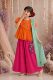 Orange Parrot Peplum Palazzo Set