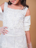 Pearl White Embellished Party Dress