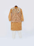 Mustard Yellow Embroidered Nehru Jacket Set