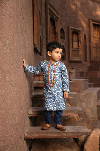 Blue Print Kurta And Blue Pant