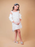 Pearl White Embellished Party Dress