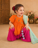 Orange Parrot Peplum Palazzo Set