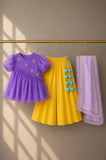 Purple Palm Peplum Palazzo Set