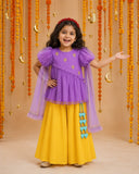 Purple Palm Peplum Palazzo Set