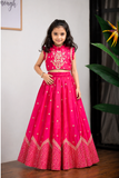 PINK TEMPLE EMBROIDERED GHAGHRA