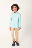 Boys Mint Green Casual Cotton Shirt With Beige Chinos Set