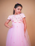 Pink Butterfly Embellished Party Gown