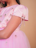 Pink Butterfly Embellished Party Gown