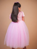 Pink Butterfly Embellished Party Gown