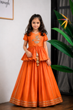 ORANGE LOTUS EMBROIDERED GHAGRA