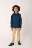 Boys Solid Navy Blue Cotton Shirt
