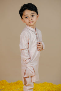 Powder Pink Hand Embroidered Cotton Kurta set