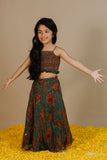 Handblock Printed Doria Lehenga Set With Smocked Crop Top