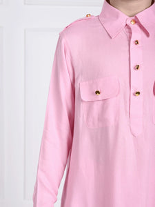 Aariv Pink Pathani Kurta Pajama Set